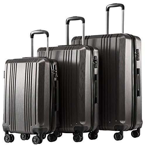 Coolife Luggage Expandable Suitcase PC+ABS 3 Piece Set with TSA Lock