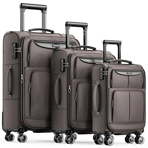 SHOWKOO Luggage Sets 3 Piece Softside Expandable Lightweight