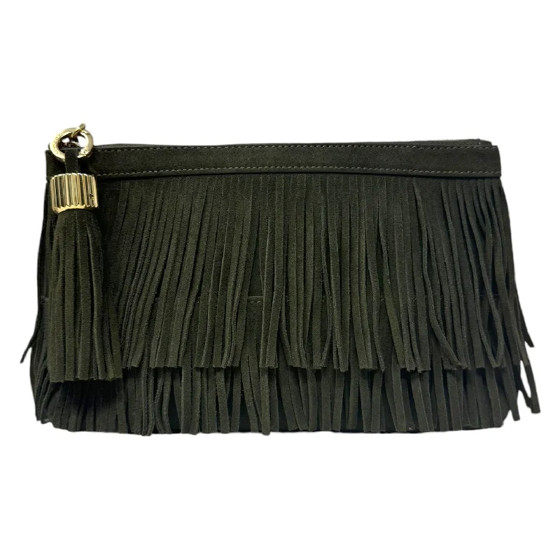 Douglas Suede Fringe Clutch Leather By India Hicks In Olive, Size: Medium