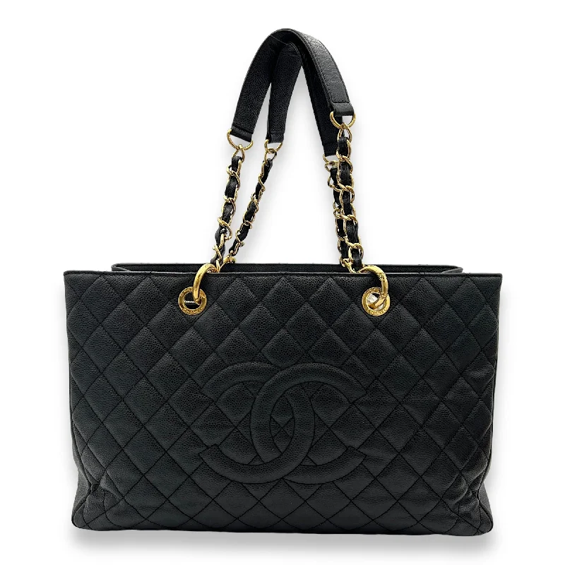 GST Grand Shopping Tote Tote Bag XL Black in Caviar Leather, Gold hardware