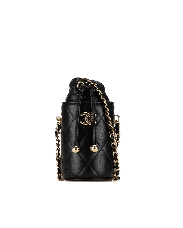 Lambskin Drawstring Bucket Bag