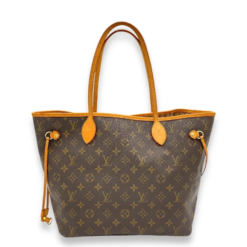 Neverfull MM Brown Tote Bag in Monogram Coated Canvas, Gold hardware