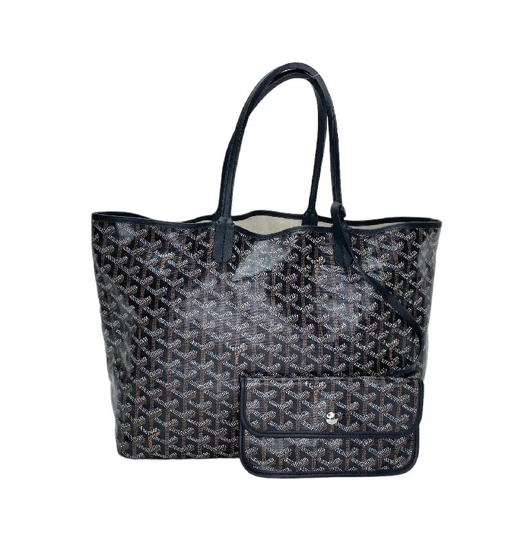 Saint Louis PM Black Tote Bag in Coated Canvas, Silver hardware