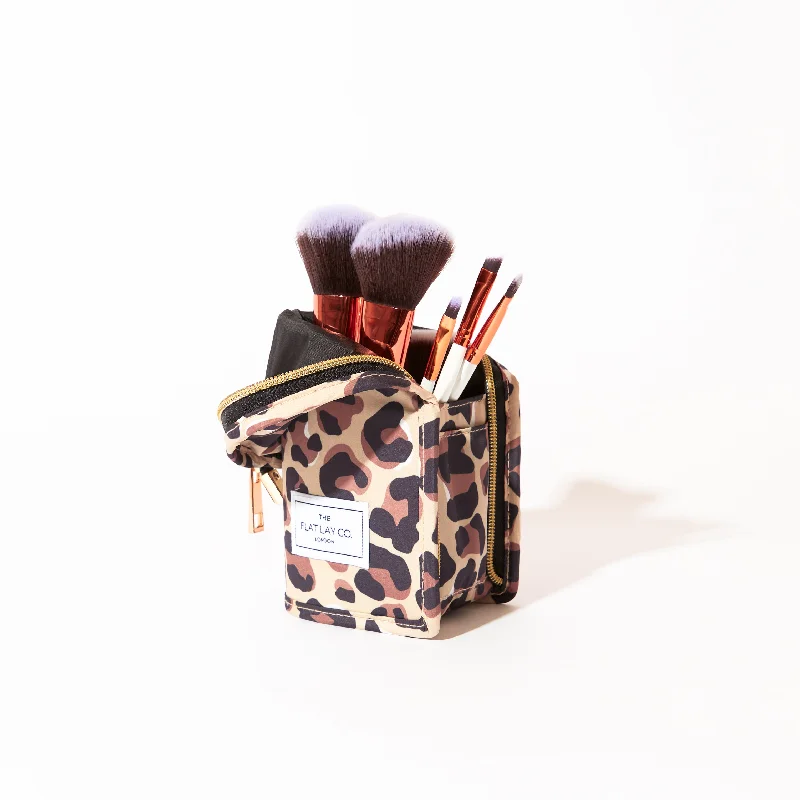 Standing Makeup Brush Case - Leopard Print