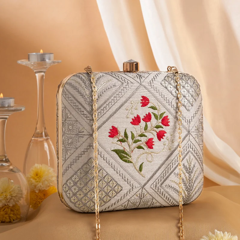 Teejh Irani Floral Threadwork Clutch