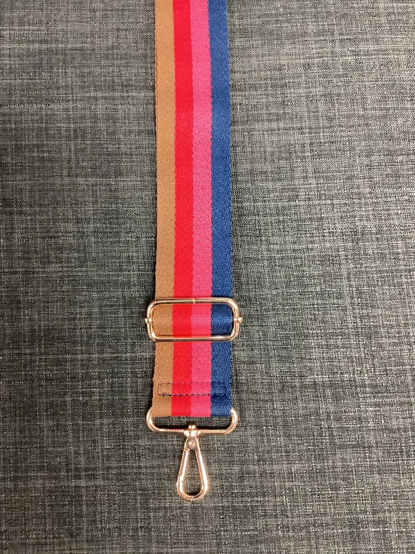 4-Color Vertical Stripe 2" Cotton Web Adjustable Strap - Navy/Raspberry/Red/Camel